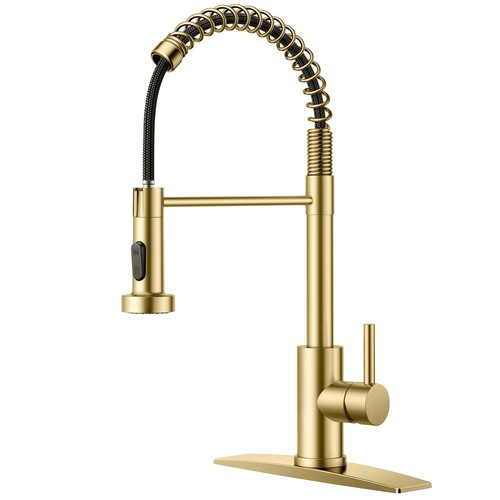 Gold kitchen faucet - gold, pull